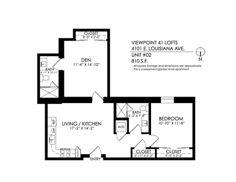 A floor plan of an apartment at Viewpoint 41 lofts.